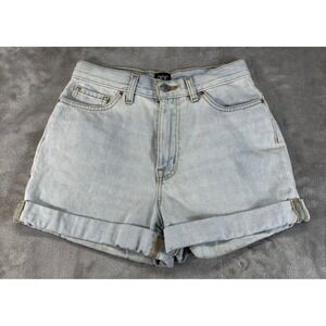 BDG Mom Shorts Jorts SZ 27 Light Wash Blue Excellent High Rise Cuffed Denim 28x2
